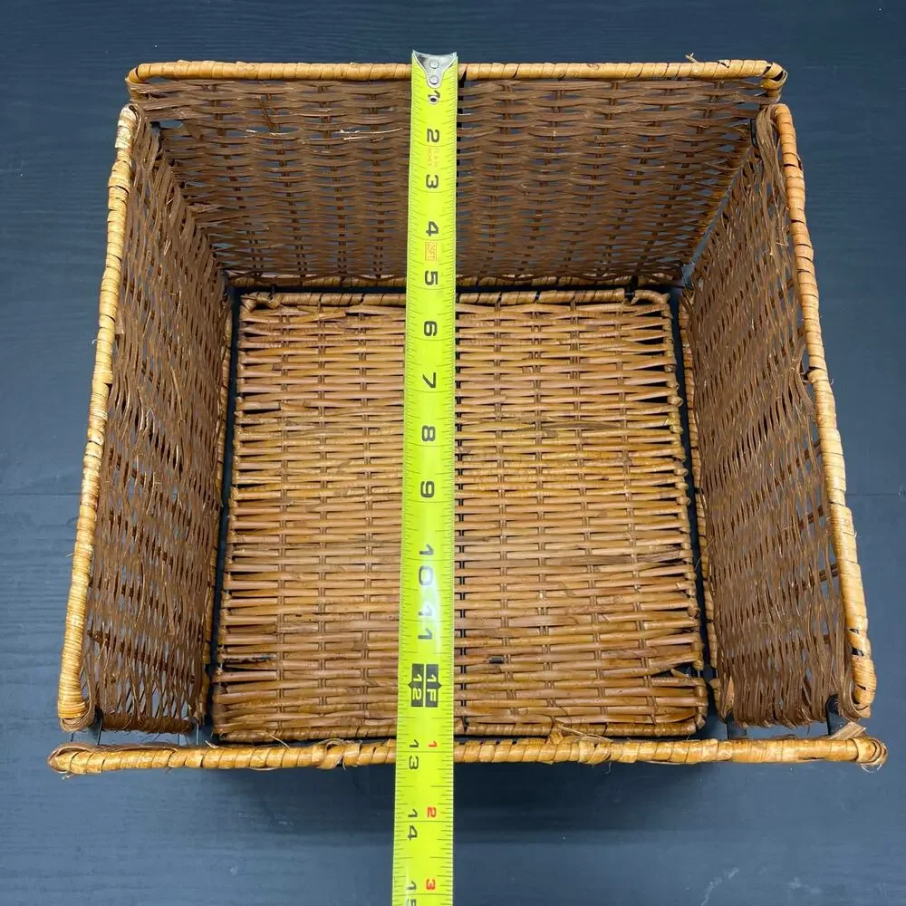 Collapsible Woven Storage Bin Basket Organizer Container 13x13x9 Wicker Rattan